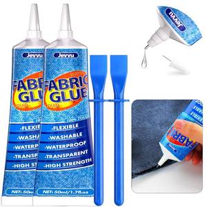 lot 4806 image: Jevvu Fabric Glue Permanent, 100ml Strong Fabric Adhesive for Clothes, Permanent Washable Material Repair Glue for Fabric, Crafts DIY, Upholstery, Textiles, Felt and Badges, Doll Repair (100ml)