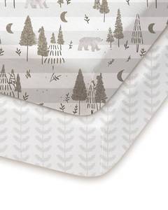 lot 4808 image: Pack and Play Sheets Fitted 2 Pack, 38x26 Graco Pack n Play Sheets for Playard & Travel Crib Mattress, Ultra Soft Jersey Knit, Breathable Stretchy Deep Pocket, Compatible with Mini Cribs