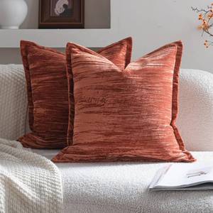 lot 4813 image: Neelvin Set of 2 Velvet Decorative Throw Pillow Covers 16x16 Inch Brown Modern Luxury Cushion Covers Textured Pillow Cases for Living Room Home Decor Couch Sofa