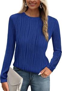 lot 4842 image: PRETTYGARDEN Long Sleeve Tops for Women Spring Fall Trendy Business Dressy Casual Shirts Crewneck Textured Blouse Clothes size medium