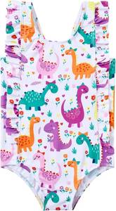 lot 4847 image: RAISEVERN Baby Girls Swimsuit Ruffles Bathing Suits Cute Beach Sport Swimming Backless Summer One Piece Swimwear, Size 3 Girls, PATTERN DIFFERS FROM STOCK PHOTO (Flamingos)