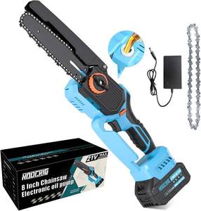 Mini Chainsaw 8-inch, Cordless Chain-saw Tool Set, Brushless Chainsaw with 1x 4.0Ah Batteries, Handheld Electric Power Chain Saw with Oiler, Safety Lock for Tree Trimming,Wood Cutting