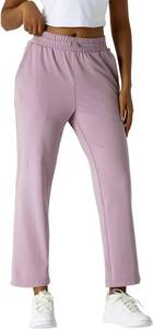lot 5865 image: Womens Moisture-Wicking Crop Flare Pants - Shockcord Waist, Compressive Fabric & Side Pockets  Yoga,Fitness,Daily Use - Mauve Shadow, Large