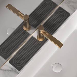 lot 5914 image: Faucet Mat for Kitchen Sink, Diatomite Stone Drying Sink Protectors, Bathroom Faucet Splash Guard, Quick Dry Water Absorbing, Non-Slip Stone Tray for Kitchen Counter, Grey, 23.6 x 3.9