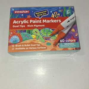 lot 5920 image: SYNCFUN WATERPROOF ACRYLIC PAINT MARKERS DUAL TIPS RICH PIGMENT