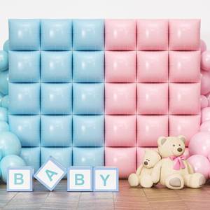 lot 5925 image: Kelfara Matte Pink and Blue Double Sided Square Foil Balloons Wall, 30Pcs 19 Inch Chrome Foil Balloons Tunnel Arch Kit for Gender Reveal, Baby Shower, Birthday Party Background Decoration