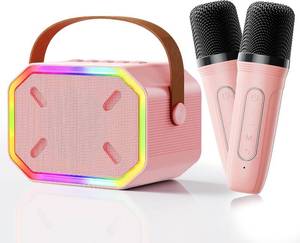 lot 5941 image: Kids Karaoke Machine for Girls Portable Mini Karaoke Machine with 2 Wireless Microphones Voice Changer - Gift Ideas Fo 4 5 6 7 8 Year Old Girls