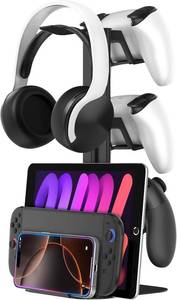 lot 5972 image: Aluminum Headphone Stand, Controller Holder & Headset Holder for Gaming Desk Accessories, Headphone and Controller Stand, Universal Storage Organizer for PC Earphone AccessoriesSwitch 2Pro