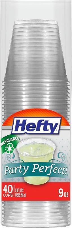 lot 1151 image: Hefty Deluxe Clear Plastic Party Cups (9 Ounce, 40 Count)