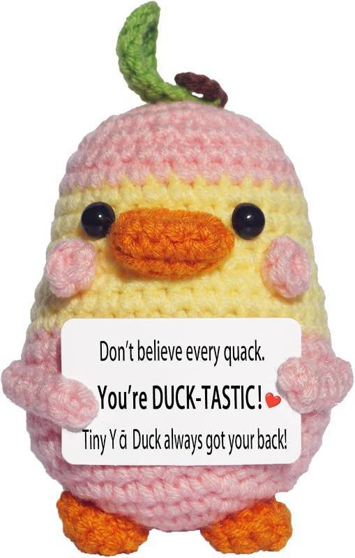 lot 1199 image: Emotional Support Crochet Duckpear-Inspirational Gift for Anniversary Birthday Graduation-Long Distance Easter Basket Stuffers