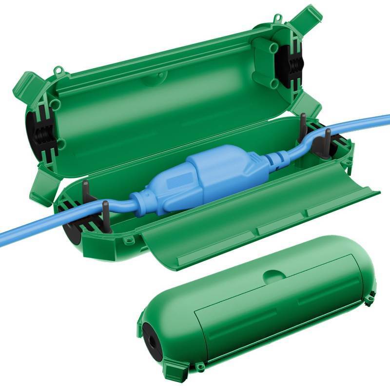 lot 1412 image: QUOBAS 2 Pack Small Outdoor Extension Cord Cover, Waterproof Electrical Box for Outdoor Outlets, Plugs, Holiday Christmas Lights, Power Tools, Green