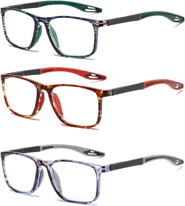 lot 1452 image: Hubeye TR90 Sports Reading Glasses for Men and Women Ultralight Flexible Anti-Blue Light Readers Pattern greenPattern redPattern gray 0.0