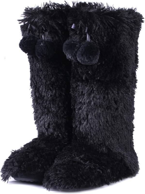 lot 1544 image: Forfoot Slipper Boots, Cozy Indoor Booties for Women Fluffy Comfortable House Shoes Fuzzy Anti-Slip Boots Winter, Size 9-10, Color White