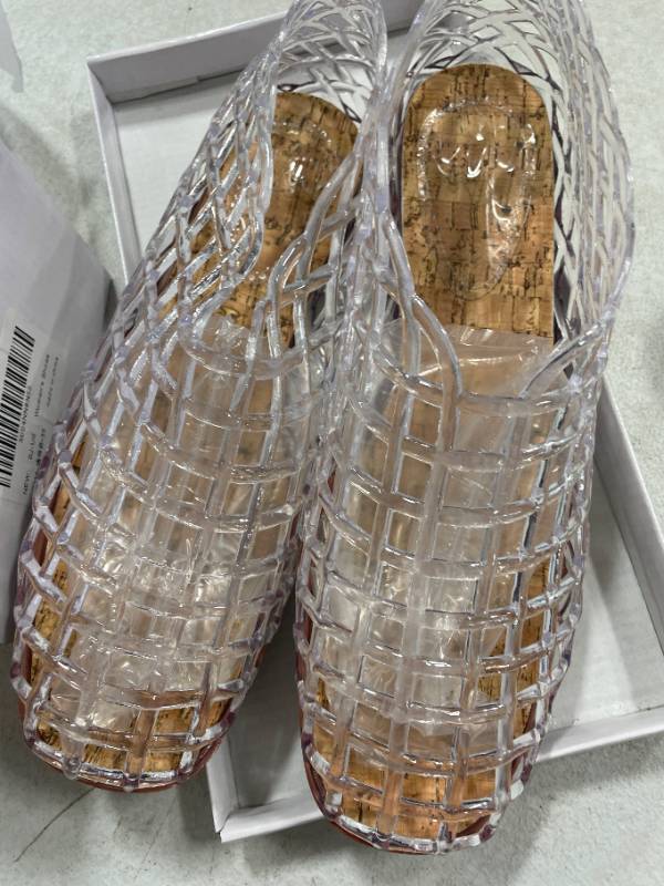 lot 1642 image: Mesh Ballet Flats with Closed Toe Comfortable Clear Adult Jelly Shoes for Casual Women Size 39