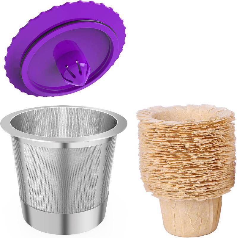 lot 1646 image: 3 Packs Haetyly Reusable K Cups, Stianless Steel Coffee Pods with 20 Count paper Filters Compatible with Keurig 2.0 and 1.0 Coffee Makers 2 Pods per Box