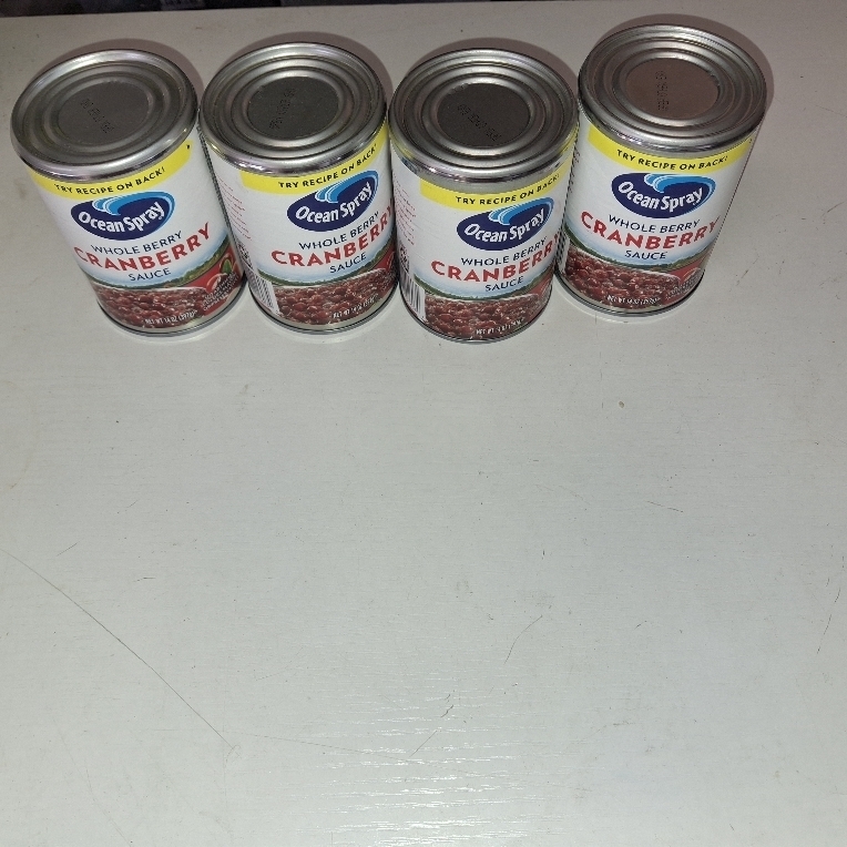 lot 30120 image: 4 cans Ocean Spray Whole Berry Cranberry Sauce - 14oz