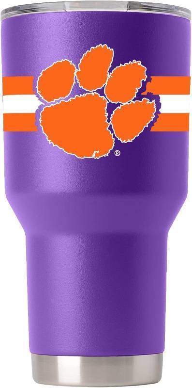 lot 2046 image: Gametime Sidekicks Clemson Tigers 20oz Purple Tumbler - Officially Licensed, 188 Stainless Steel, Double-walled, Vacuum-insulated, UV LED Printed Logos, Sweatless, Stays HotCold - 360 Wrap