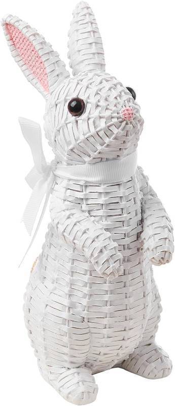 lot 2197 image: Easter Rabbit Decorative Ornament Resin Vine Weaving Effect Rabbit Sculpture Easter Party Decoration Easter Gift (8.1in White Station)