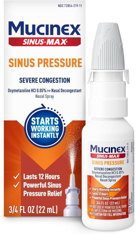 lot 1277 image: Mucinex Sinus-Max Severe Nasal Congestion Relief Sinus & Allergy Nasal Spray, 0.75 Fluid Ounce