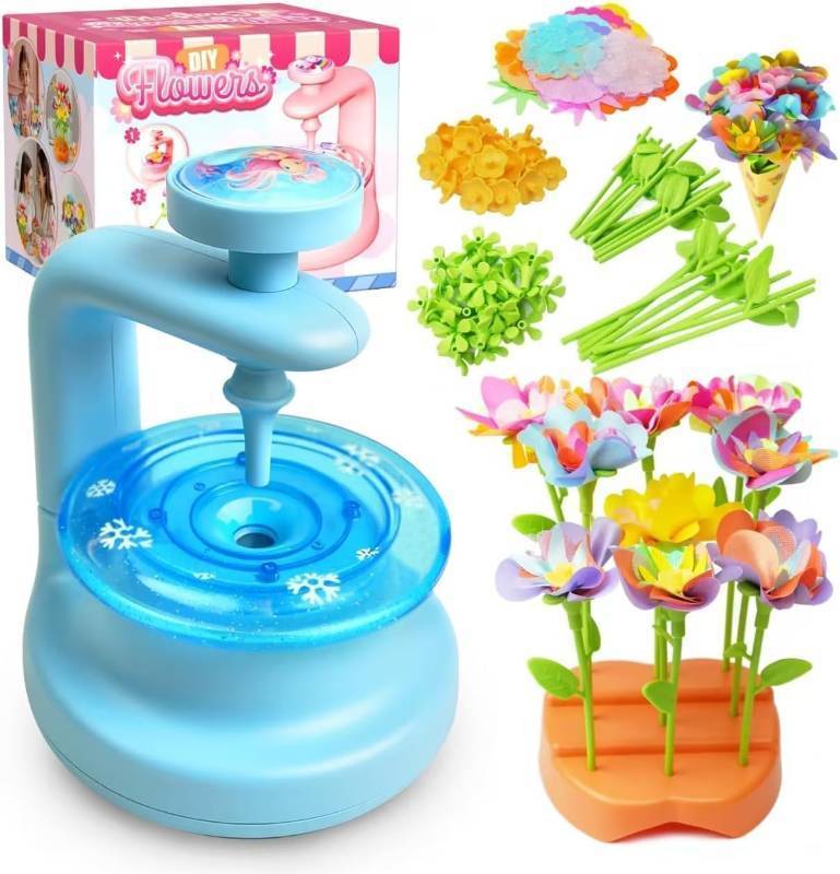 lot 11745 image: VNLINA DIY Fabric Flower Bouquets Toys   Crafts for Girls, Arts and Crafts for Kids Ages 4-8 8-12, Perfect Holiday Party Activity Toy, Birthday Gifts for Girl (Blue)
