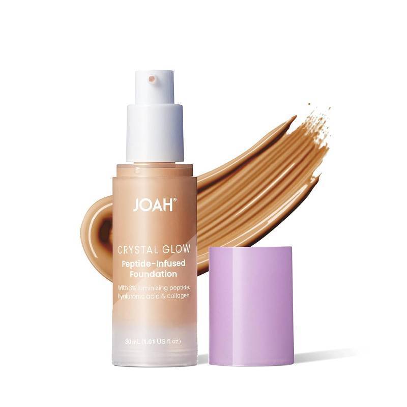 lot 2163 image: JOAH Crystal Glow Peptide-Infused Foundation, 2-in-1 Multitasking Korean Makeup with Blurring Face Primer, Luminizer, Hydration & Skin Defense for a Flawless Finish, 1.01 Oz, Light Medium Warm