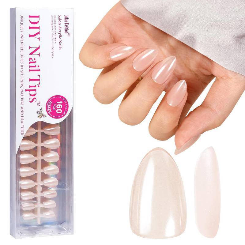 lot 2252 image: Press On Nails - Short Almond Nails, 160Pcs Acrylic Nails, Fake Nail Tips for DIY Nail Art, Soft Gel Nails, Glazed Donut, 16 Size