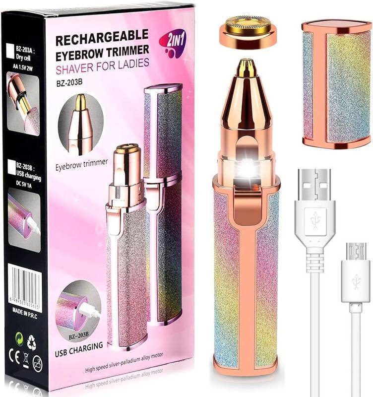 lot 2394 image: Eyebrow Timmer BlackIris Body Hair Groomers Facial Hair Trimmer Precision Detailer with Two Head, Battery Powered Double-Sided Eyebrow Razor, Compact Lipstick-Size Safe Painless Shaver
