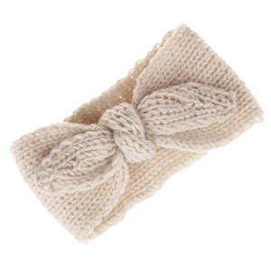 lot 5959 image: Utaly Winter Cute Kids Baby Girls Knit Rabbit Knotted Headband Headwrap Earwarmer (Tan Red Stretchy)