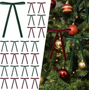 lot 6452 image: Elegant Velvet Ribbon Bows 40 Pcs Double Sided Velvet Ornaments with Metal Clips for Wedding Party Gift Wrapping Home Decor Garland Also Fits Christmas Tree Holiday Wreath Red Dark Green Set