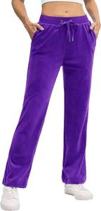 lot 6485 image: TACVASEN Womens Velour Pants Soft Velvet Sweatpants Warm Straight Leg Lounge Pants with Pockets Athletic Casual SIZE XL