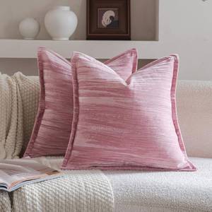 lot 6486 image: Neelvin Set of 2 Velvet Decorative Throw Pillow Covers 16x16 Inch Pink Modern Luxury Cushion Covers Textured Pillow Cases for Living Room Home Decor Couch Sofa