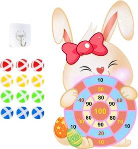 lot 6589 image: Easter Theme Dart Board Game Set, Bunny Party Board Games with 12 Stick Balls, Happy Easter Outdoor Games for Boys Girls Teens Adults Gifts, Cute Easte Party Games Yard Toys - Cute Bunny