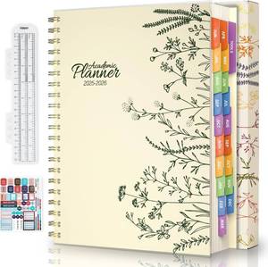 lot 6607 image: Jun 2025-Dec 2026 Academic Monthly Weekly Daily Planner for School, 19 Months Calendar 25-26 Planning Book with Colorful Tabs, 8.5 x 11 Mid Year College Organizer for Student Teacher (Beige)