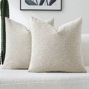 lot 6610 image: FUTEI Cream Chenille Decorative Throw Pillow Covers 18x18 Inch Set of 2,Soft Chenille Jacquard Textured Cushion Case,Modern Home Decor for Couch Living Room