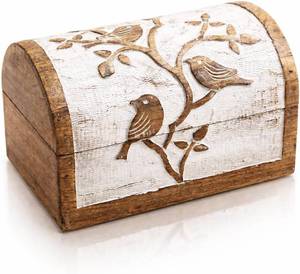lot 6611 image: Great Birthday Gift Ideas Handmade Decorative Wooden Jewelry Box Jewelry Organizer Keepsake Box Treasure Chest Trinket Holder Watch Box Storage Lock Box Housewarming Gifts Men Women