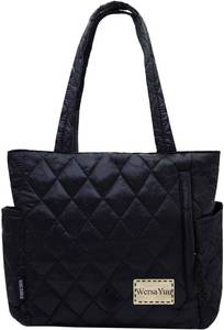 lot 6631 image: Puffer Tote Bag for Women, Lightweight Tote Handbag with Compartments, Quilted Shoulder Bag for Work Travel Sport
