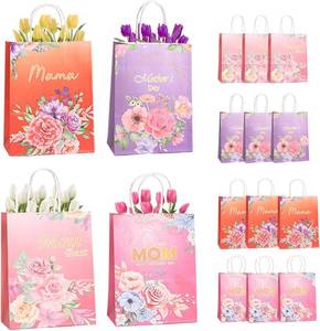 lot 6635 image: HIENAJ Mothers Day Gift Bags, 12 Pcs Multicolor Carnation Happy Mothers Day Gift Bag with Handle for the Best Mom Theme Party Decorations.