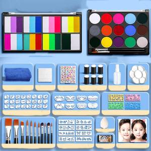 lot 6652 image: Face Painting Kit,18 Color15 Color Non-toxic Water Activated Face Paint Palette,Halloween Makeup Kit.Ideal for Halloween,Carnival,Cosplay,Party,Arty Stage Makeup.