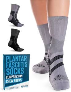 lot 6653 image: Doctors Select Plantar Fasciitis Socks - 2 Pairs  Compression Crew Socks for Plantar Fasciitis Relief  Arch Support Socks