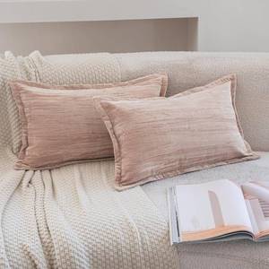 lot 6687 image: Neelvin Set of 2 Velvet Decorative Throw Pillow Covers 12x20 Inch Beige Modern Luxury Cushion Covers Textured Pillow Cases for Living Room Home Decor Couch Sofa