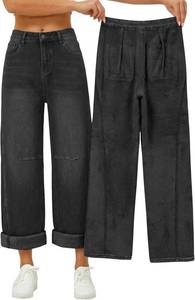 lot 6690 image: EMMIOL Baggy Jeans Women Straight Leg Mid Rise Boyfriend Wide Leg High Waisted Cute Trendy Y2K Loose Fit Pants Stretchy size medium