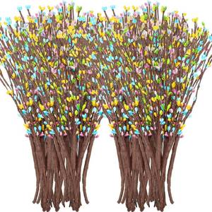 lot 6698 image: Juinte 50 Pcs Easter Berry Garlands 9 Heads Artificial Spring Pip Berry Sprays Pastel Floral Picks Stems Flower Branches for Home Spring Easter Decoration Embellishing (11.8 Inch,Multicolored)
