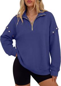 lot 6700 image: Womens Sweatshirts quarter Zip Cropped Pullover Hoodies 2026 Spring Fashion Outfits Clothes with Detachable Sleeves size large