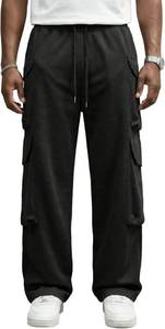 lot 6701 image: ZAFUL Mens Parachute Sweatpants Y2k Baggy Track Pants Drawstring Wide Leg Casual Trousers Streetwear size large