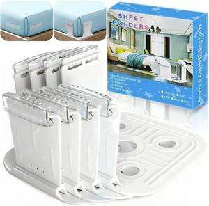 lot 6703 image: Bed Lock Sheet Holders Fit All Sheet Size, New Upgrade Sheet Straps Keep Sheets Firm & Tight, Bed Fitted Sheet Holder for Corners, Sheet Clips, Mattress Sheet Holder Strap, Sheet Secure Lock Fasteners