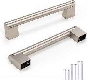 lot 6716 image: Knobonly 5 Pack Dresser Handles 5 inch (128mm) Hole Centers, Cabinet Pulls Brushed Nickel, Kitchen Cabinet Handles