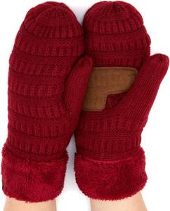 lot 6741 image: C.C Women Thick Faux Fur - Sherpa Fleece Lined Warm Winter Mittens