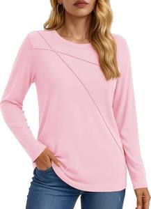 lot 6749 image: YUCOLEN Womens Long Sleeve Shirts Pleated Crew Neck Fall Trendy Tops Lightweight Tshirt for Women Casual size small