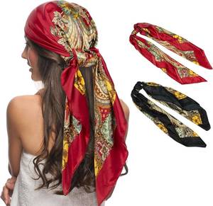 lot 6750 image: Senker Fashion 35 Head Scarf for Women, Pirate Costume Accessories Silk Red Bandana for Hair Wrapping and Sleeping