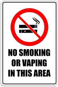 lot 6764 image: No Smoking Or Vaping In This Area Metal Sign With Symbol, Aluminum Uv Printed,4 Pre-Drilled Holes For Car, Business, Home, Office Indoor, Or Outdoor Use 8 X 12, black-5